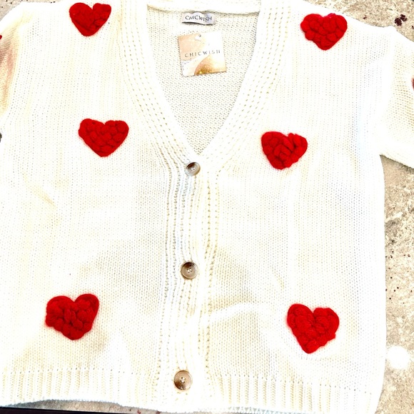 Chicwish Cardigan with Hearts. - Picture 2 of 7